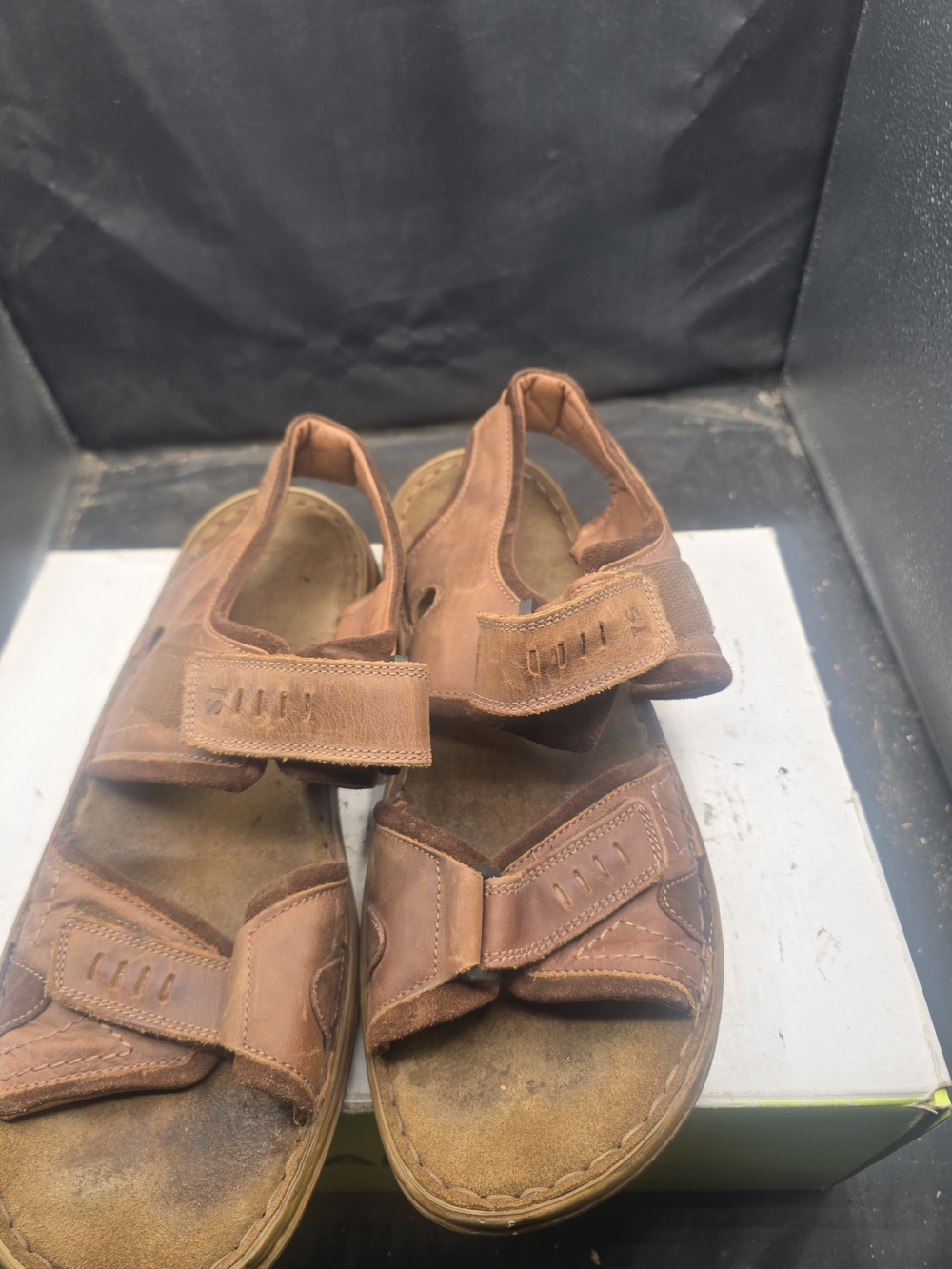 Josef Seibel Brown Leather Men's Adjustable Sandals